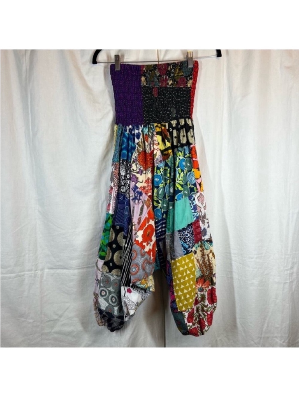 Tribe Azure 100% cotton patchwork smocked bodice pantaloons / romper